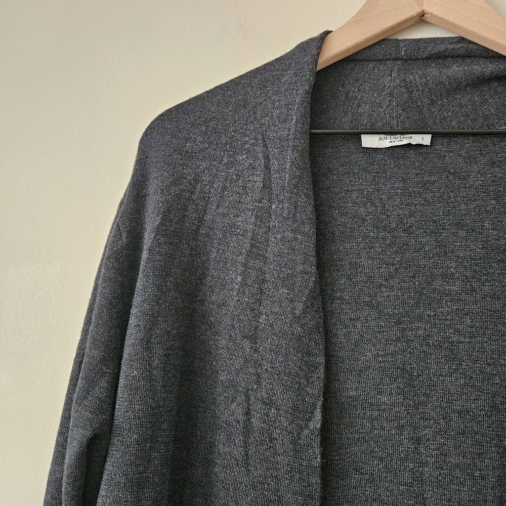 MM LaFleur Gray 100% Merino Wool Open Front Cardigan - Picture 6 of 12